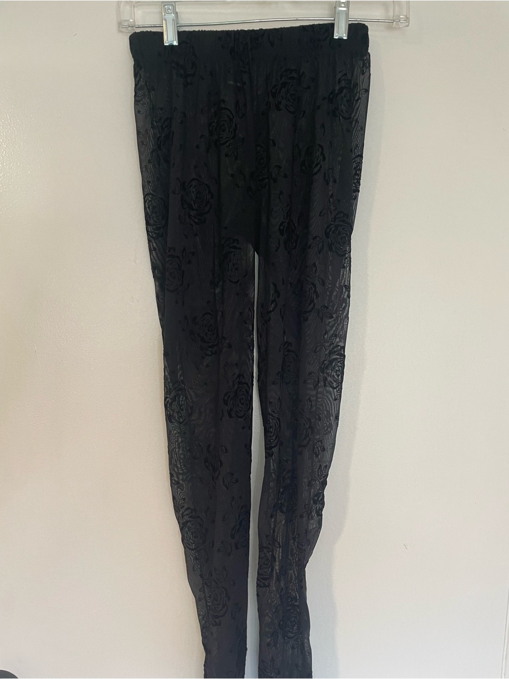 Black Floral Burnout Stretch Rave Pants